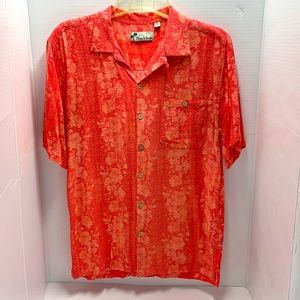 Oliver & Burke Men's Hawaiian Shirt Orange Floral - XL